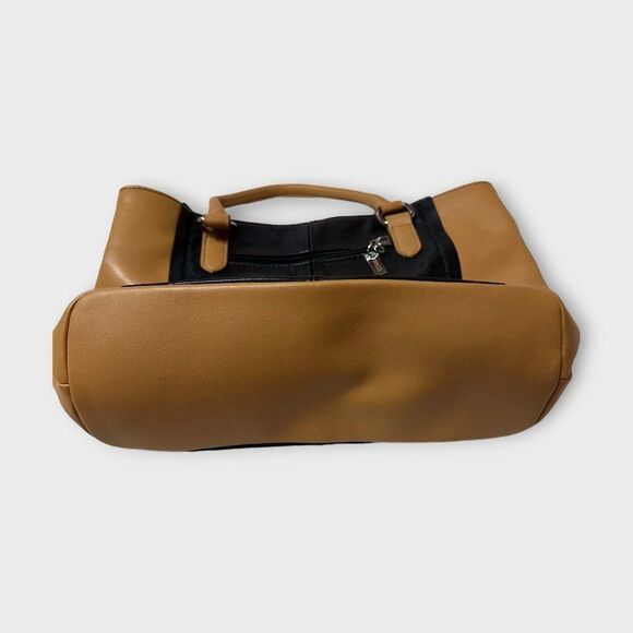 Aurielle Leather Two-tone Black and Tan Purse Handbag - Picture 3 of 12